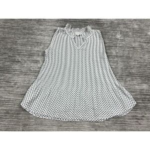 Violet & Claire Top Women Medium White Black Polka Dot Sleeveless V-Neck Pleated
